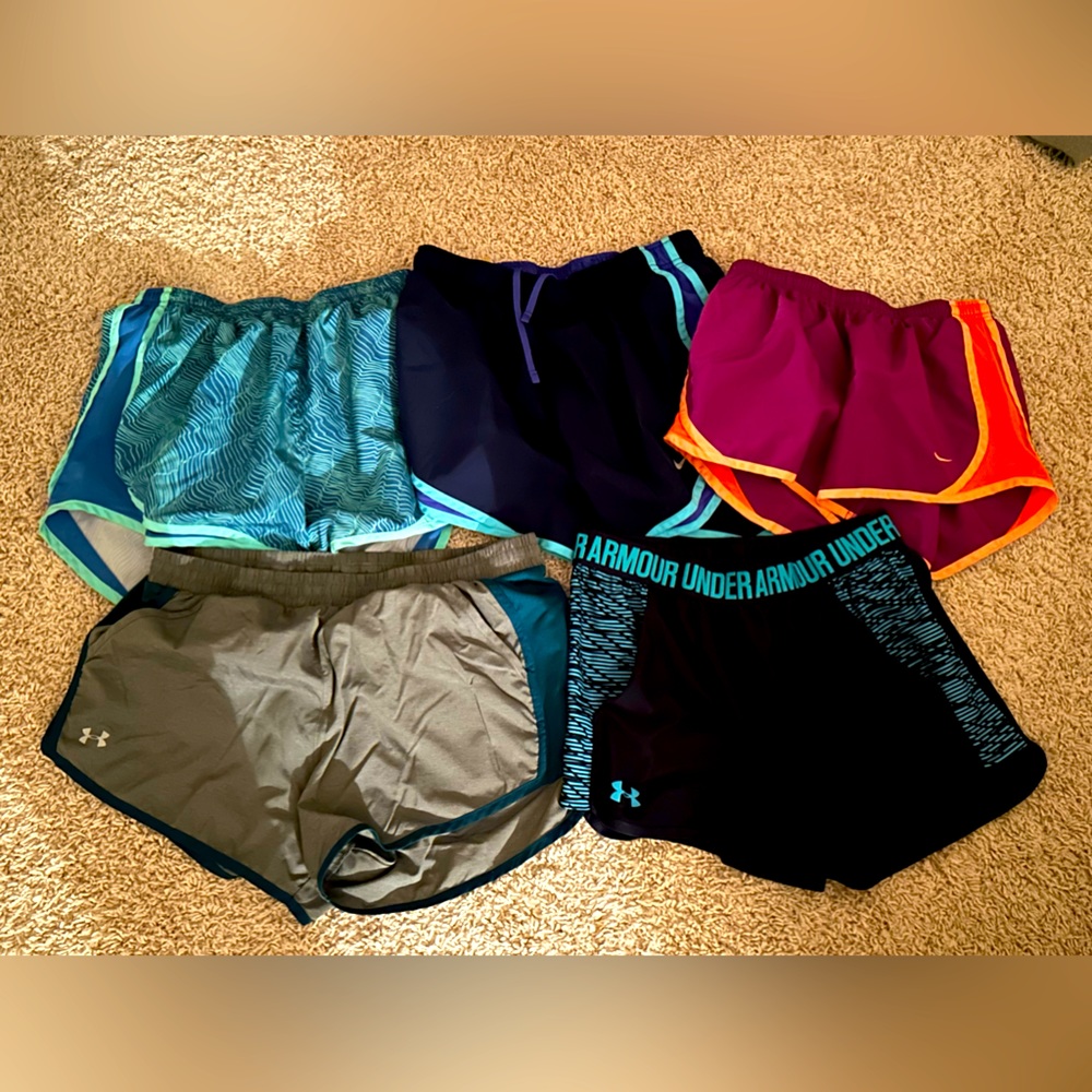 Bundle of 5 Medium Women’s Nike and Under Armour Running Shorts!